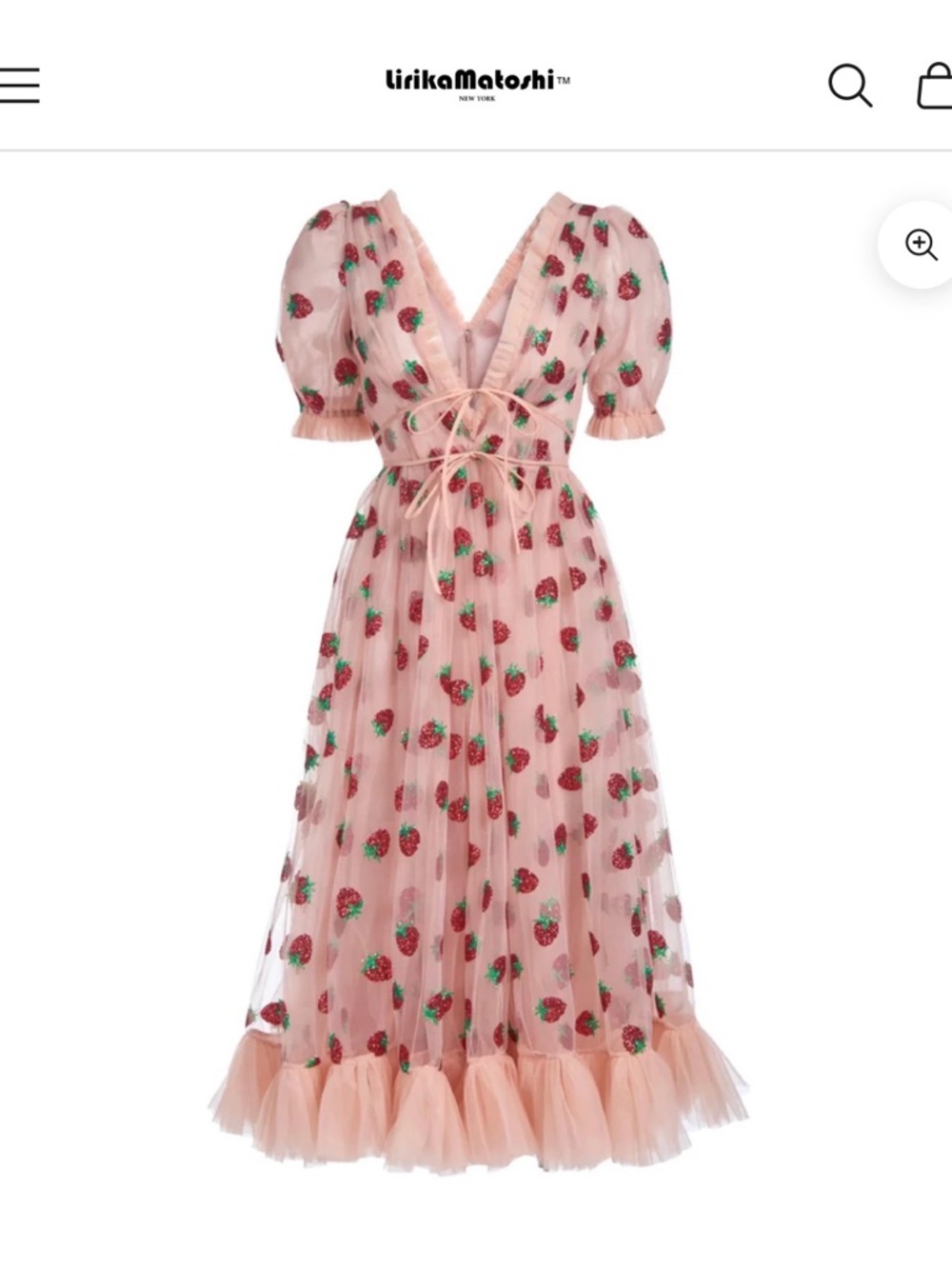 Lirika Matoshi Pink Strawberry-Embroidered Midi Dress Brand New Large
